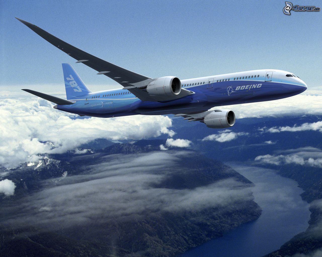 [obrazky.4ever.sk] boeing 787 dreamliner, lietadlo, oblaky, krajina 148655